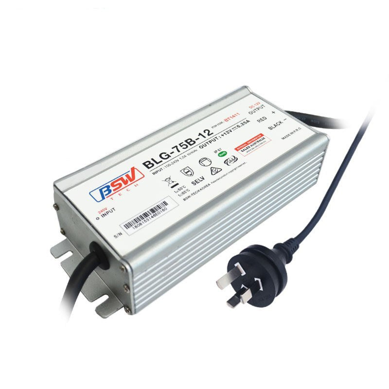 12 volt power adapter with a 240 volt plug, supplied with every illuminated house sign and matched to the size of the sign.