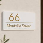 Metallic Lettering House Number & Street Name Sign - The Noosa