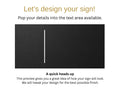 Matte black face preview for The Coolum illuminated house number and street name sign, with the lit vertical rule, ready for you to add your address.