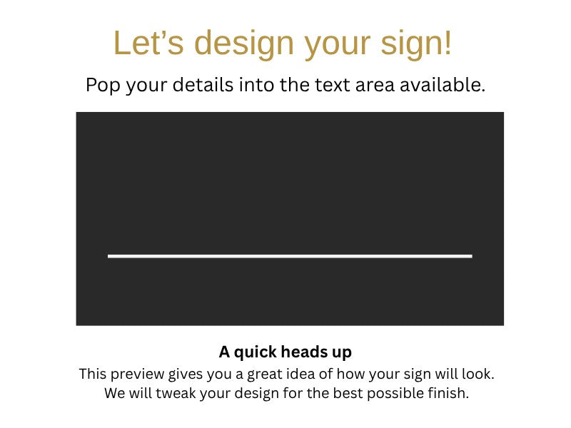Matte black face preview for The Noosa illuminated house number and street name sign, with the lit rule, ready for you to add your address.
